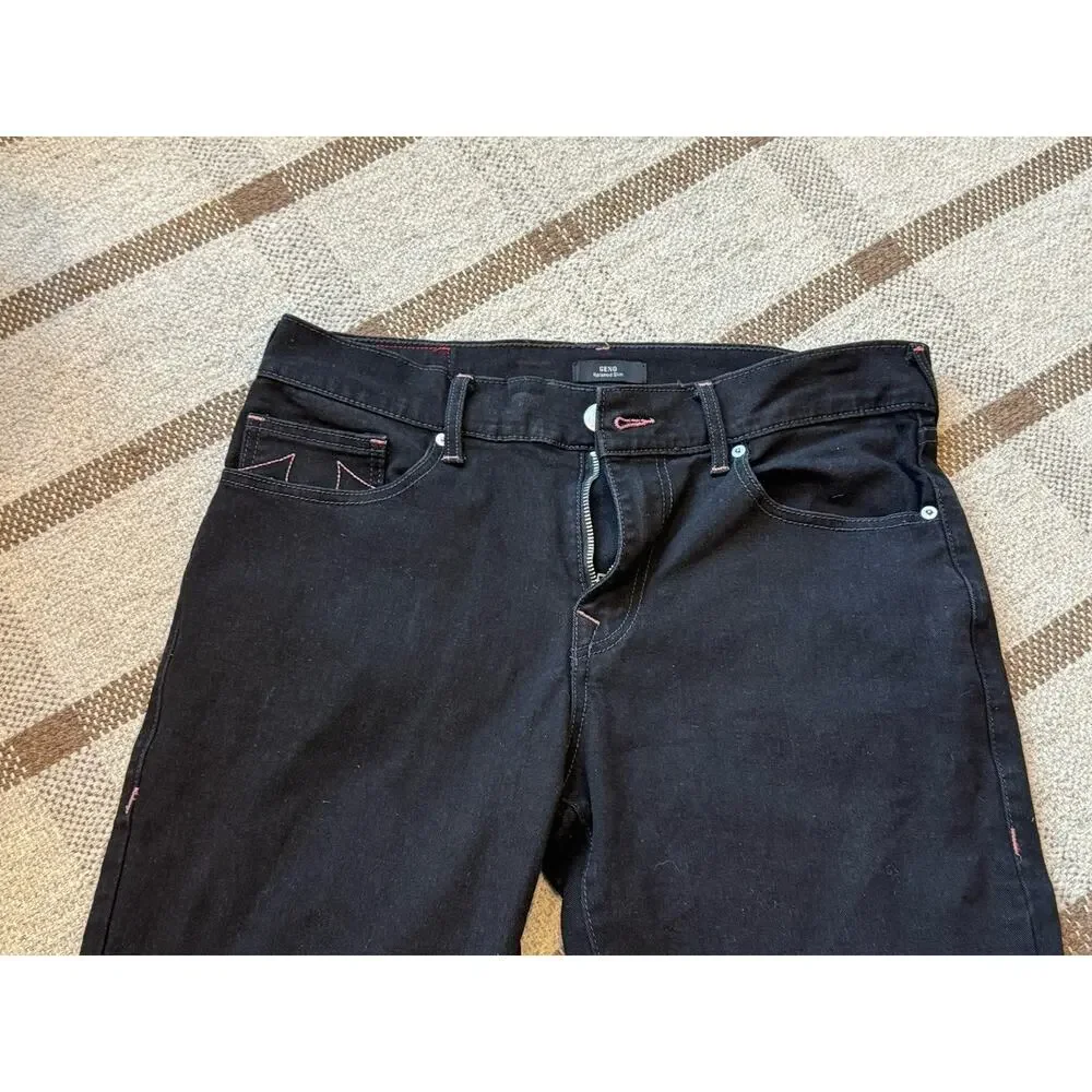 True Religion Geno Relaxed Slim Jeans Black Pink Stitch 34 X 31 Mens
